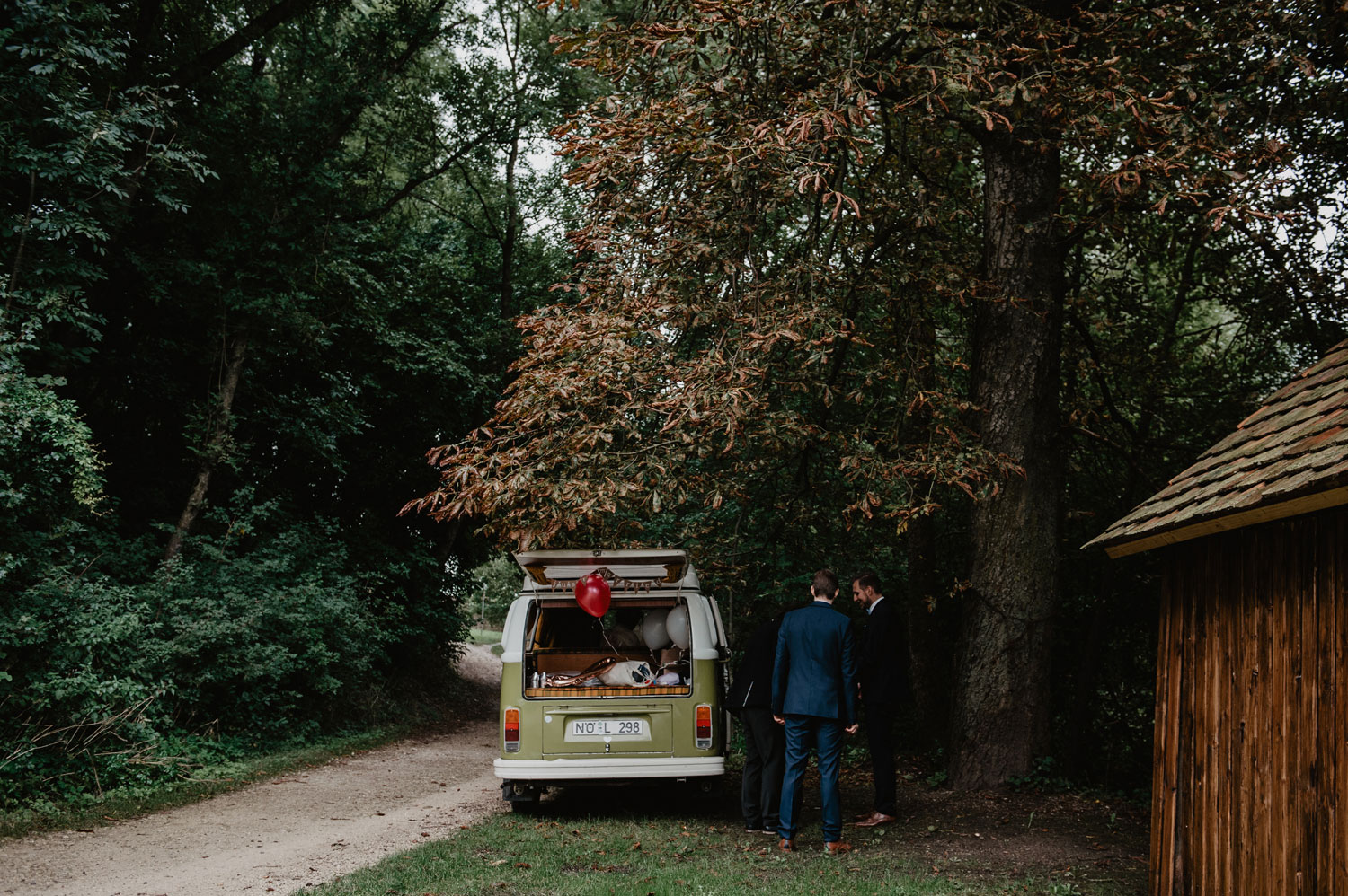 VW bully vintage van as boho wedding car