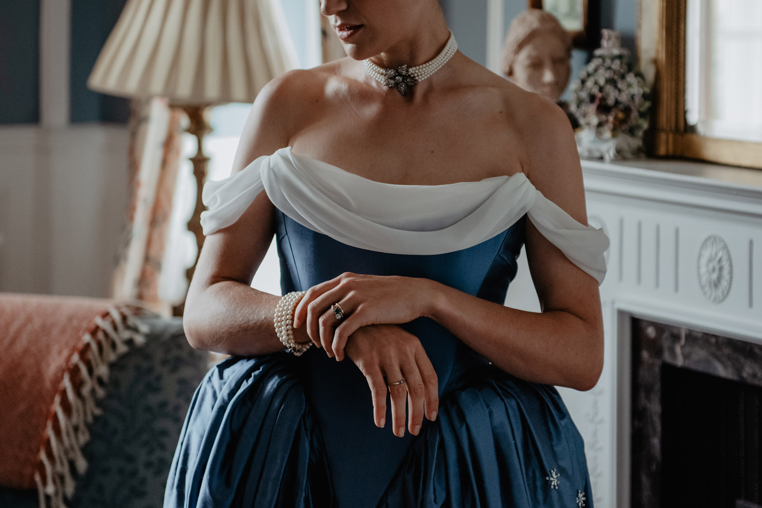 julia lloyd george blue wedding dress vogue anne schwarz photography