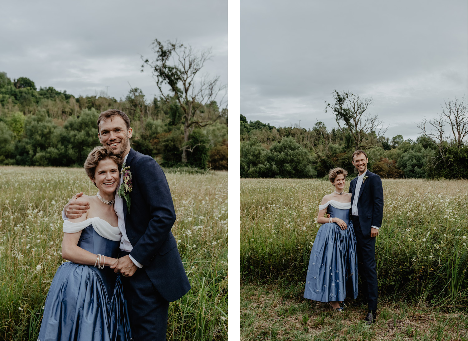 english country garden wedding stretch tent marquee meadow by anne schwarz blue wedding dress