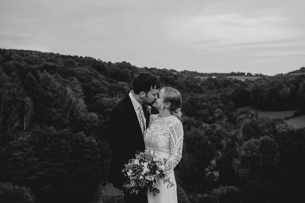 relaxed barn wedding black and white couple photo on film photography