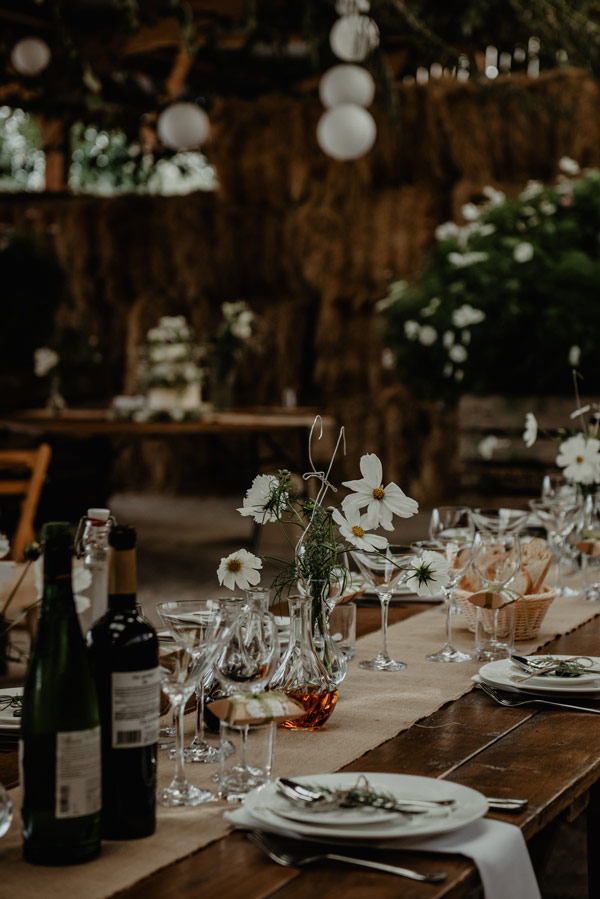 monmouthshire barn farm wedding with green white diy flowers