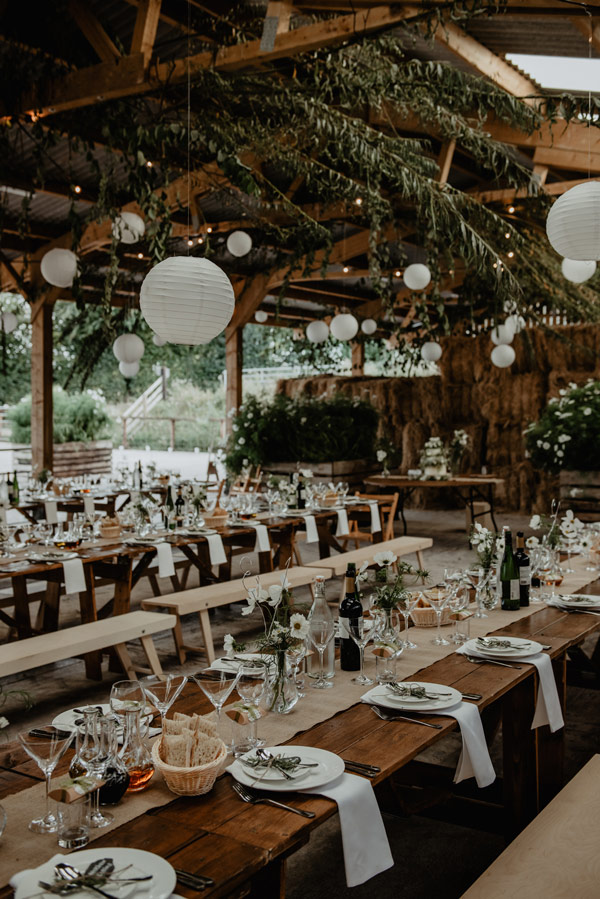 monmouthshire barn white paper lanterns wedding decoration